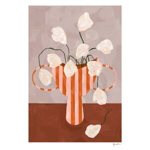 Plagát 50x70 cm White Flowers in Striped Vase – The Poster Club