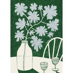 Plagát 30x40 cm Blue Flowers & Red Wine – The Poster Club