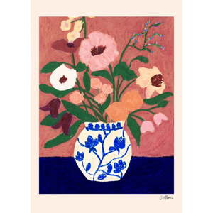 Plagát 30x40 cm Flowers on Blue Table – The Poster Club