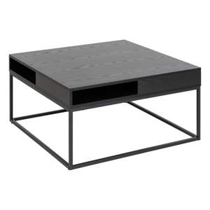 Čierny konferenčný stolík s doskou v dekore jaseňového dreva 80x80 cm Willford – Actona