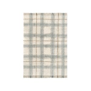 Krémovobiely/šalviový zelený prateľný/ručne tkaný bavlnený koberec 90x120 cm Tartan Blue Sage – Lorena Canals