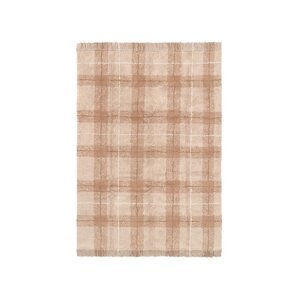 Svetloružový prateľný/ručne tkaný bavlnený koberec 140x190 cm Tartan Rose – Lorena Canals