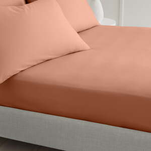 Terakotová napínacia plachta z bavlneného perkálu 135x190 cm Cotton Percale – Bianca