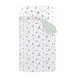 Biela/zelená bavlnená detská obliečka do postieľky 120x150 cm Mini Moo Cow – Bianca