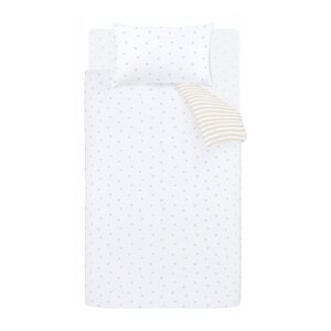 Biela/béžová bavlnená detská obliečka do postieľky 120x150 cm Mini Star & Stripes – Bianca