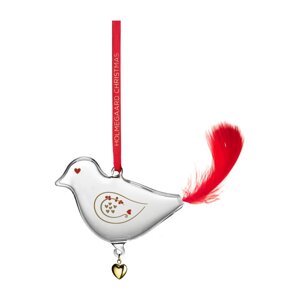 Sklenená ručne fúkaná vianočná ozdoba 7 cm Ann-Sofi Romme Annual Christmas Bird 2025 – Holmegaard