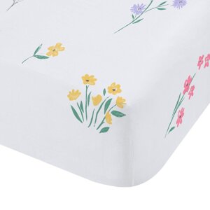 Biela napínacia detská plachta do postieľky 70x140 cm Bunny Tails Ditsy Flowers – Catherine Lansfield