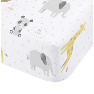 Biela napínacia detská plachta na jednolôžko 90x190 cm Roarsome Animals – Catherine Lansfield
