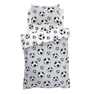 Svetlosivá fleecová detská obliečka na dvojlôžko 200x200 cm Football – Catherine Lansfield