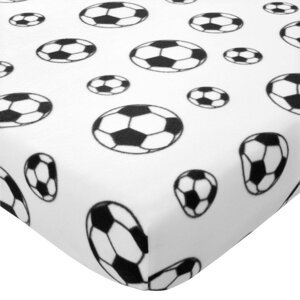 Biela napínacia fleecová detská plachta do postieľky 70x140 cm Football – Catherine Lansfield