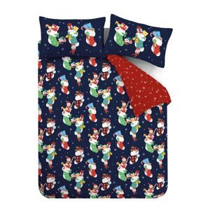 Červené/modré detské obliečky do postieľky 120x150 cm Christmas Elves – Catherine Lansfield
