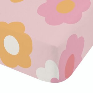 Ružová napínacia detská plachta na jednolôžko 90x190 cm Retro Daisy – Catherine Lansfield