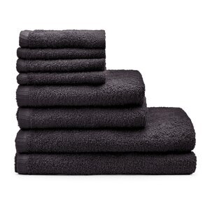 Čierne rýchloschnúce/froté bavlnené uteráky a osušky v súprave 8 ks Quick Dry – Catherine Lansfield