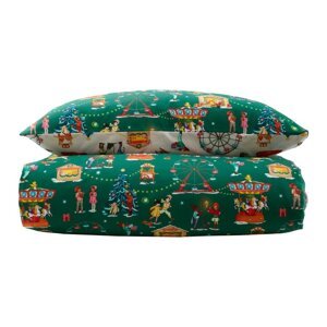 Zelené bavlnené detské obliečky do postieľky 120x150 cm Christmas Fairground – Belle & Boo