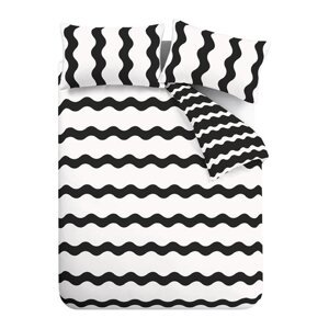 Čierno-biele obliečky na jednolôžko 135x200 cm Waves – Sassy B