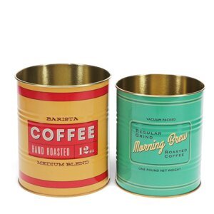 Dekoratívne cínové úložné boxy v súprave 2 ks ø 11x13 cm Vintage Coffee – Rex London
