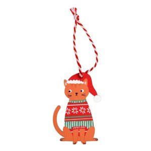 Drevená vianočná ozdoba 5 cm Ginger Cat – Rex London