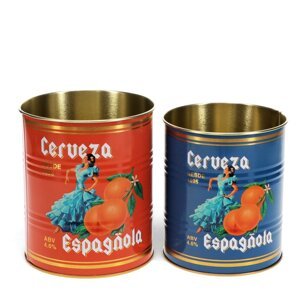 Dekoratívne cínové úložné boxy v súprave 2 ks ø 11x13 cm Cerveza Española – Rex London