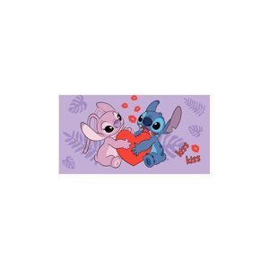 Fialová bavlnená detská osuška 70x140 cm Lilo and Stitch "Kiss" – Jerry Fabrics