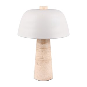 Biela/béžová stolová lampa s kovovým tienidlom (výška  41 cm) Timba – Trio Select