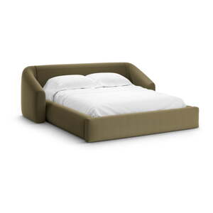Zelená čalúnená dvojlôžková posteľ s úložným priestorom s roštom 160x200 cm Campi – Cosmopolitan Design