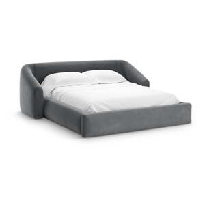 Sivá čalúnená dvojlôžková posteľ s úložným priestorom s roštom 200x200 cm Campi – Cosmopolitan Design