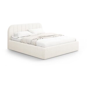 Slonovinová čalúnená dvojlôžková posteľ s úložným priestorom s roštom 140x200 cm Juno – Windsor & Co Sofas