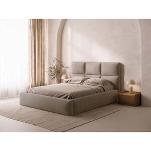 Svetlohnedá čalúnená dvojlôžková posteľ s úložným priestorom s roštom 160x200 cm Libera – Windsor & Co Sofas