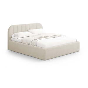 Krémovobiela čalúnená dvojlôžková posteľ s úložným priestorom s roštom 180x200 cm Juno – Windsor & Co Sofas