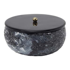 Čierny kovový úložný box s vekom/dekoratívny ø 16,5x7,5 cm Mosaic Marble – PT LIVING